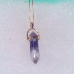 Boho natural Amethyst Gold Plated Sterling Silver Necklace 16”